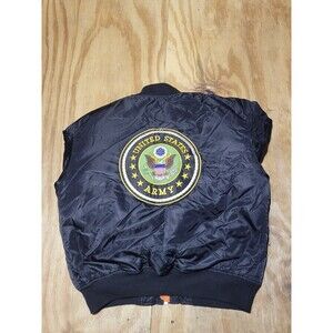 U.S. Army Bomber Jacket Men L Black Reversible Full Zip Long Sleeve